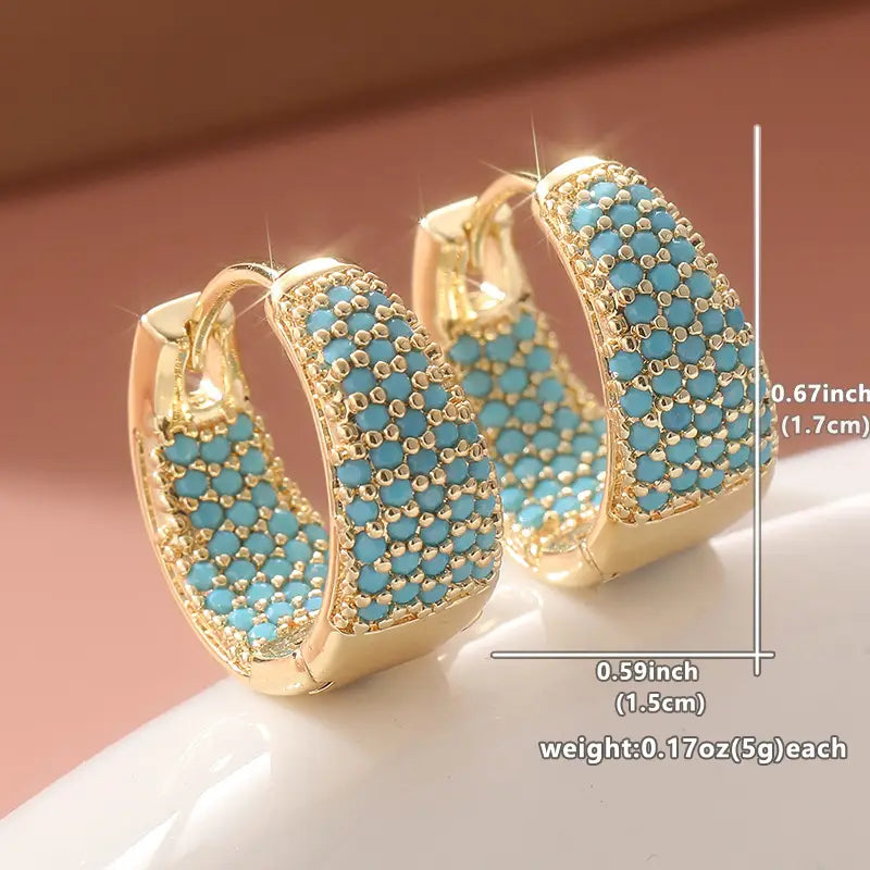 Golden-Tone Turquoise Beaded Hoop Earrings - Rose & Oliver