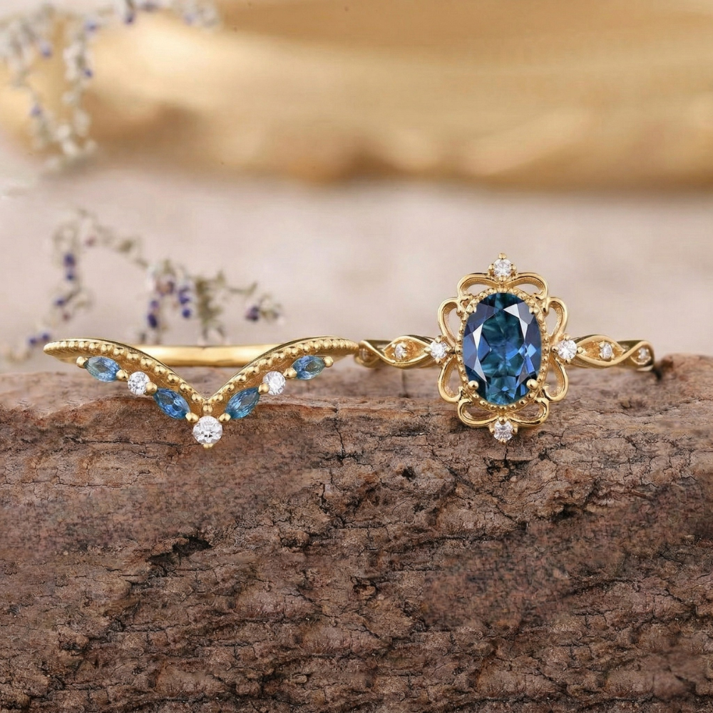 Azelia Sapphire Crown Ring - Rose & Oliver