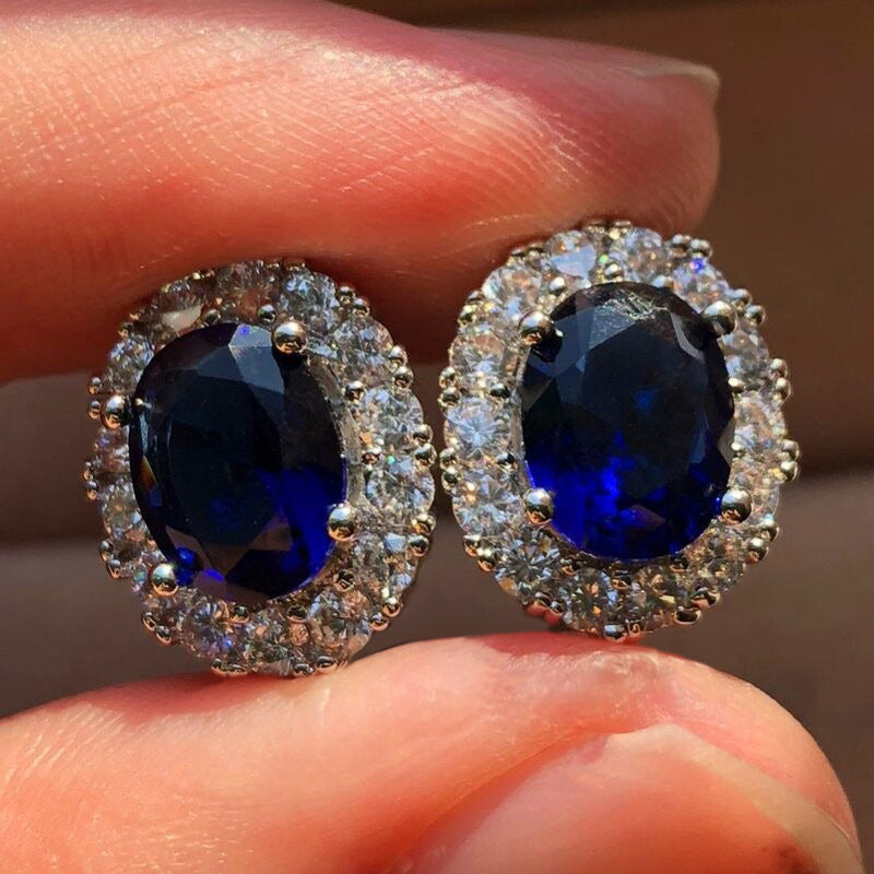 Oval White Sapphire Stud Earrings - Rose & Oliver