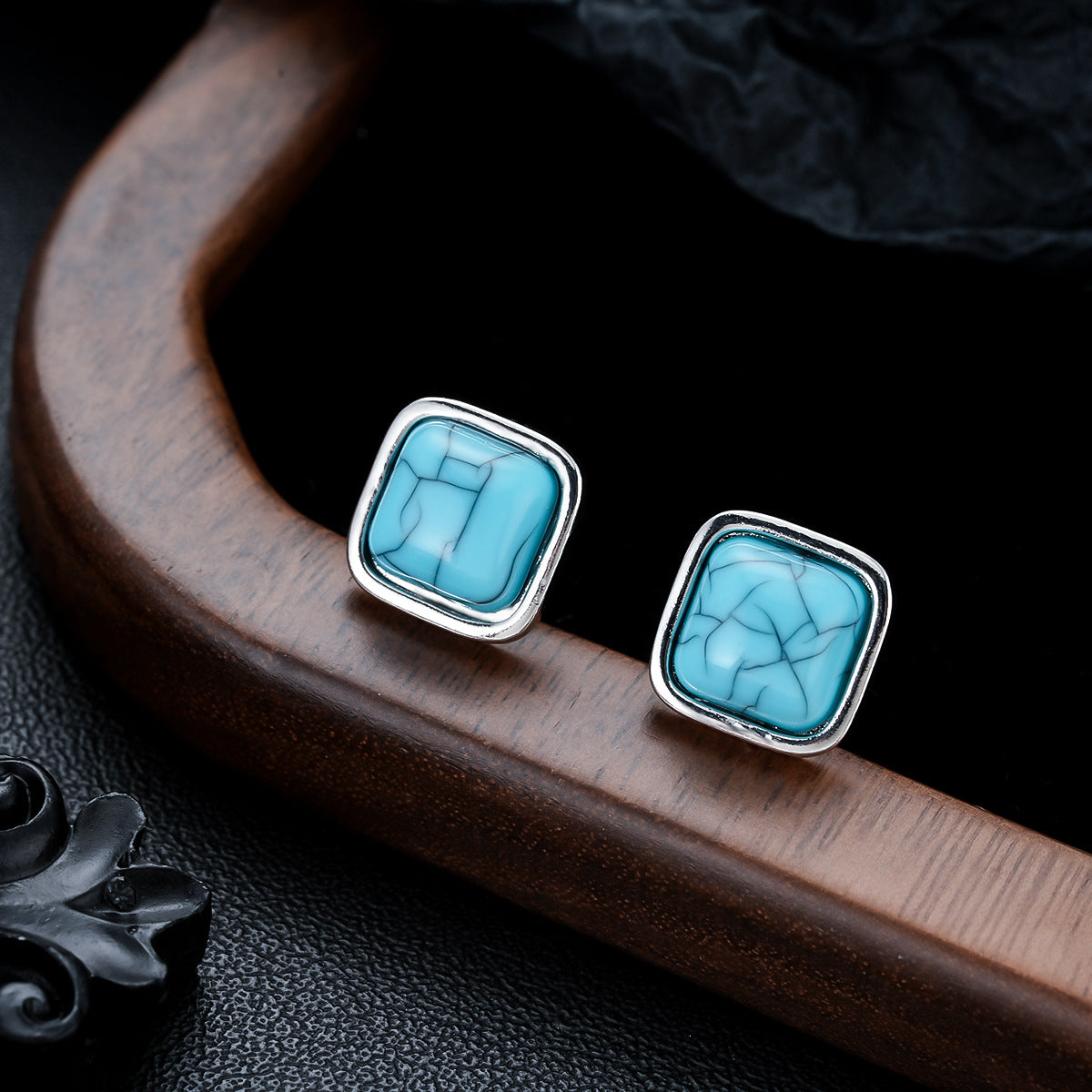 Turquoise Square Studs - Rose & Oliver