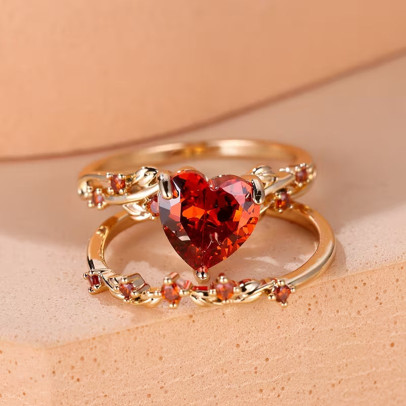 Redvine Heart Accent Ring Set - Rose & Oliver