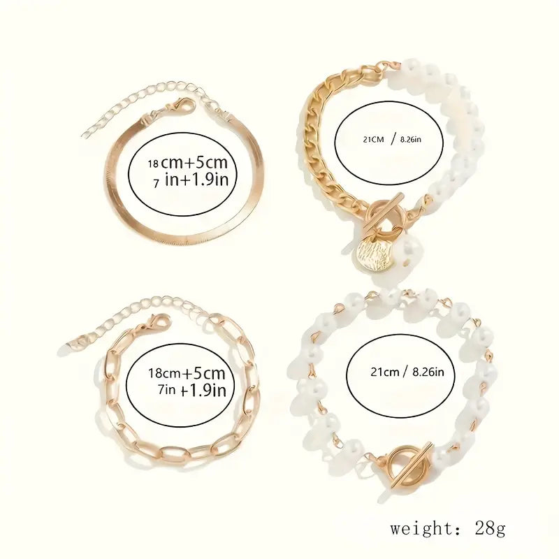 4-Piece Gold Bracelet Set - Rose & Oliver