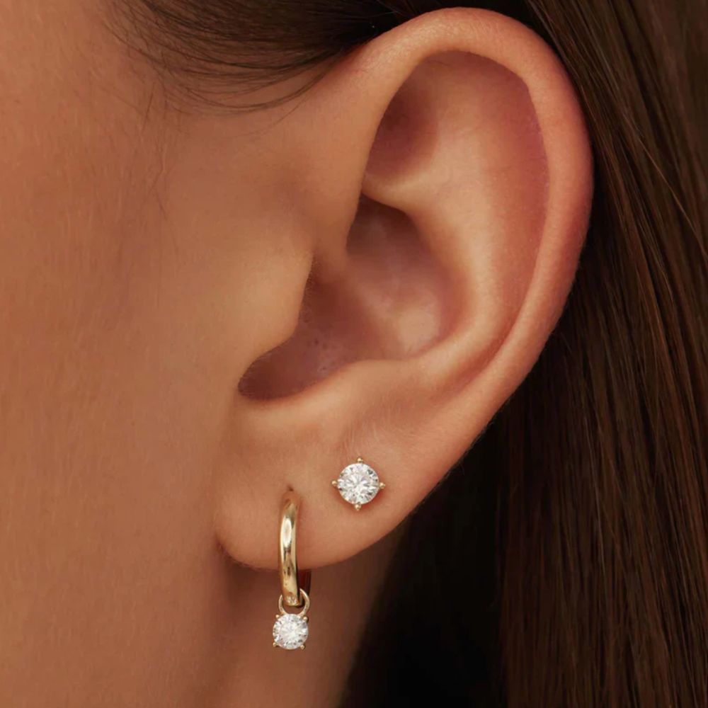 Diamond Stone Earrings Set