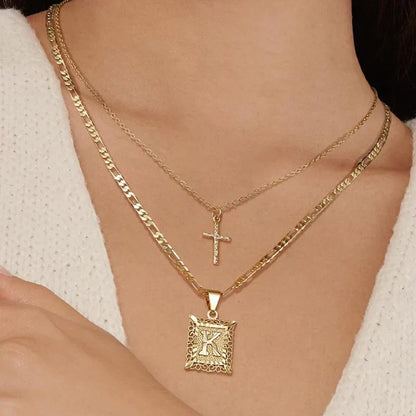 Cross Initial Necklace Set - Rose & Oliver