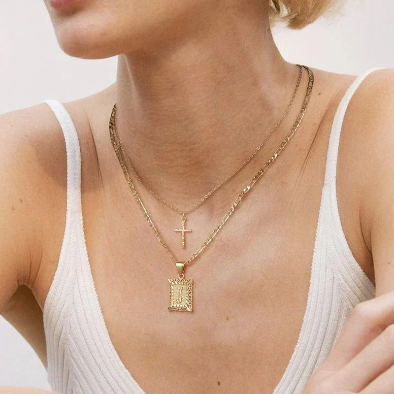 Cross Initial Necklace Set - Rose & Oliver