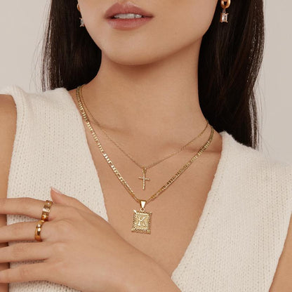 Cross Initial Necklace Set - Rose & Oliver
