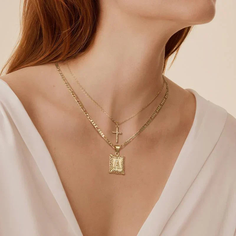 Cross Initial Necklace Set - Rose & Oliver