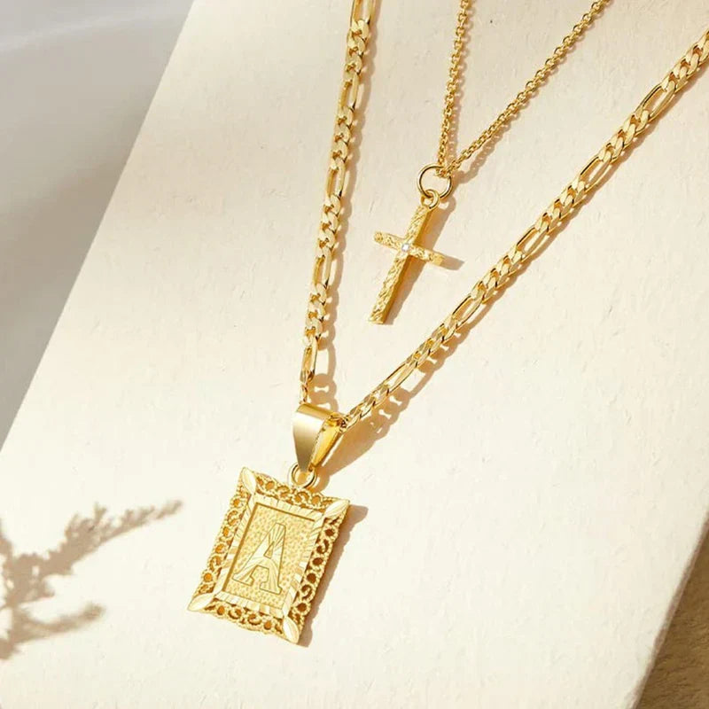 Cross Initial Necklace Set - Rose & Oliver