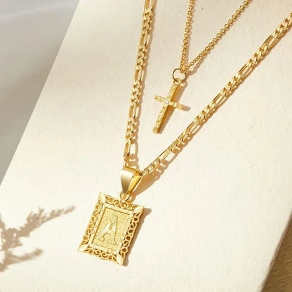 Cross Initial Necklace Set - Rose & Oliver