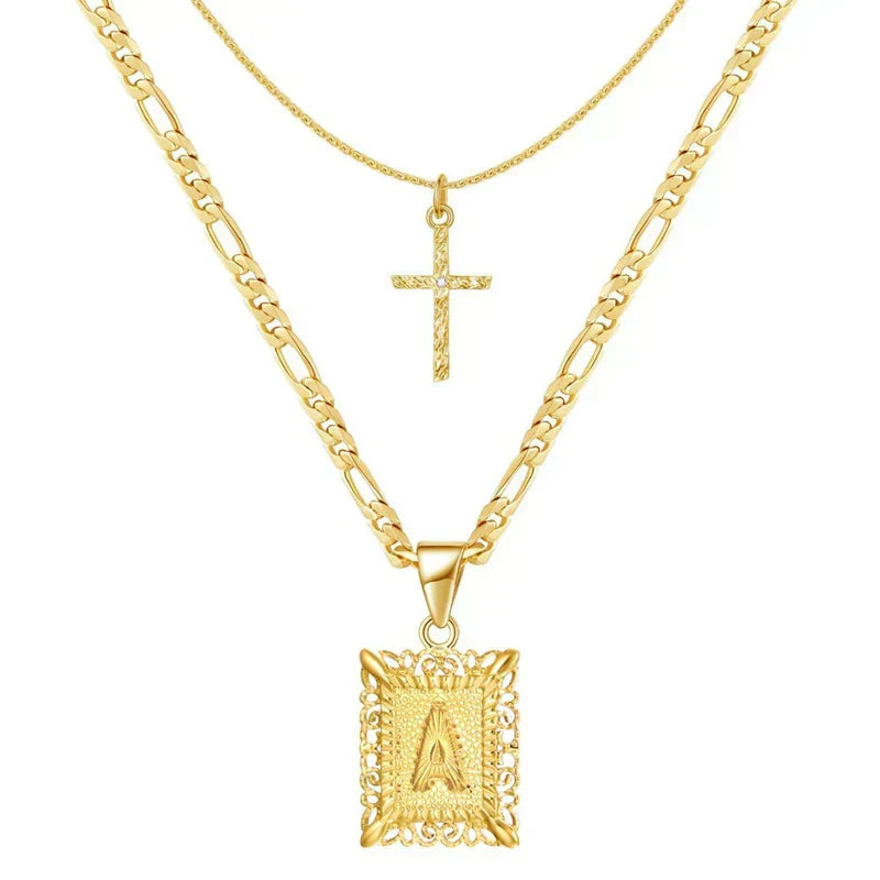 Cross Initial Necklace Set - Rose & Oliver