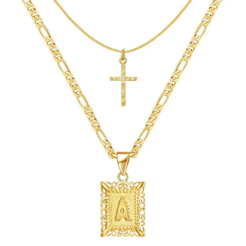 Cross Initial Necklace Set - Rose & Oliver