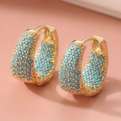 Golden-Tone Turquoise Beaded Hoop Earrings - Rose & Oliver