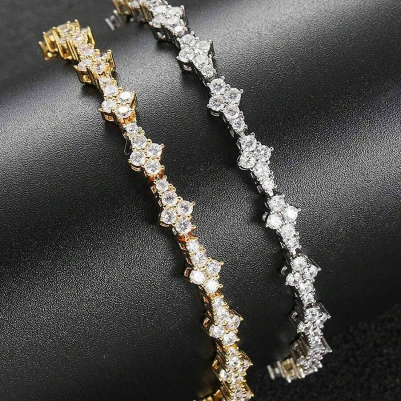 Classic Cluster Tennis Bracelet (White Gold) - Rose & Oliver
