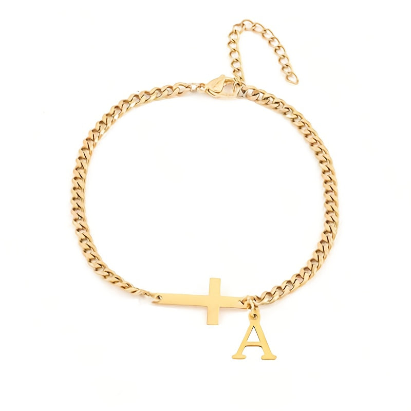 Initial Cross Bracelet - Rose & Oliver