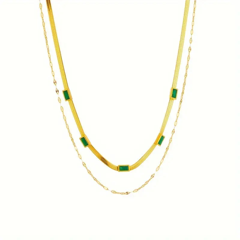 Sorella Gem Double Layer Retro Necklace - Rose & Oliver