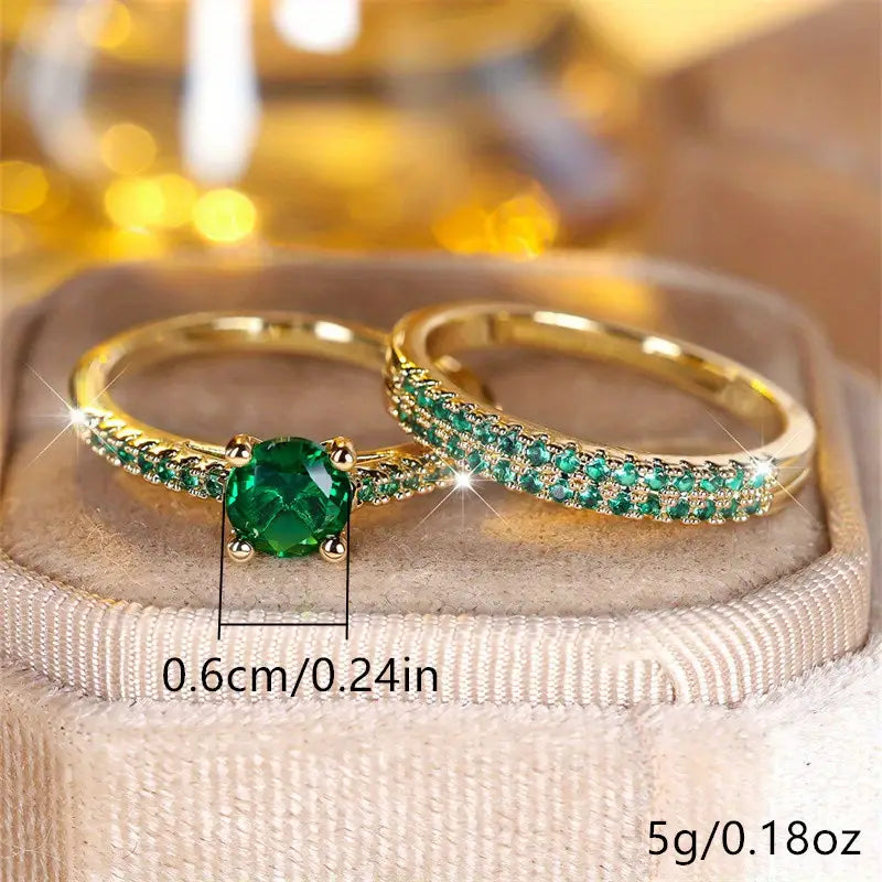 Serena Emerald Duo Ring Set - Rose & Oliver