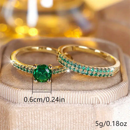 Serena Emerald Duo Ring Set - Rose & Oliver