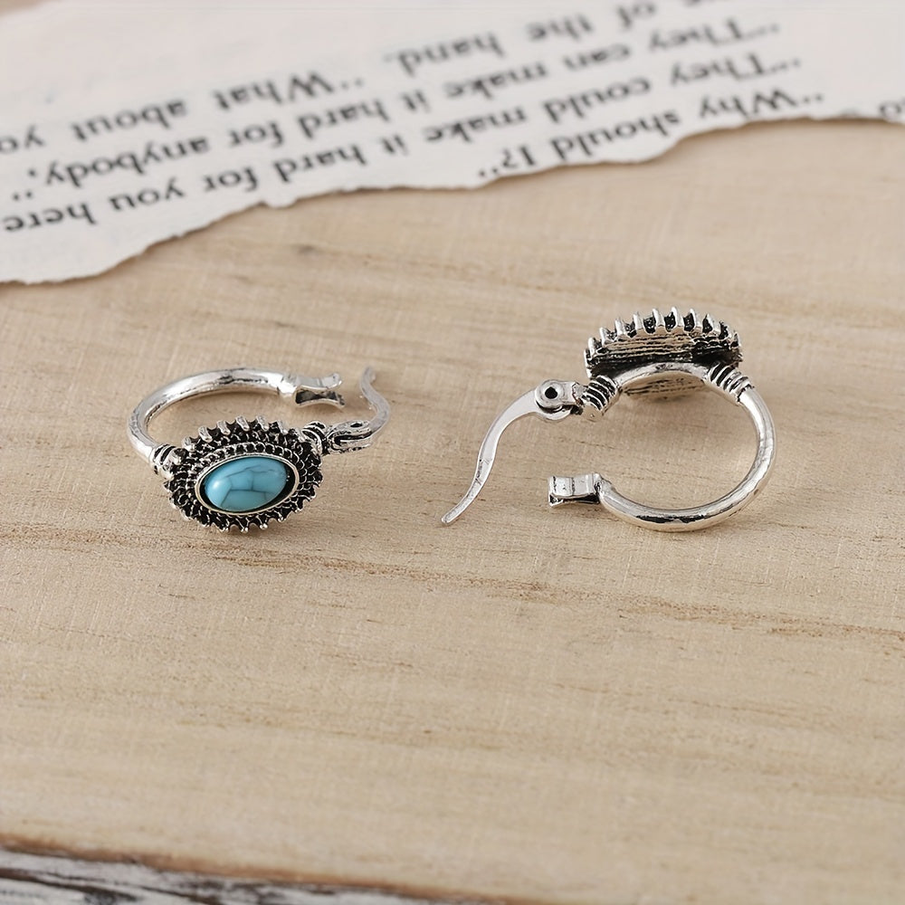 Turquoise Crest Hoop Earrings - Rose & Oliver