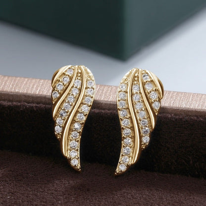 Modern Leaf Pavé Earrings - Rose & Oliver