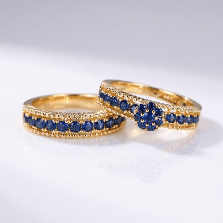 Blue Sapphire Gold Stacking Band Set by Rose & Oliver - product image 1