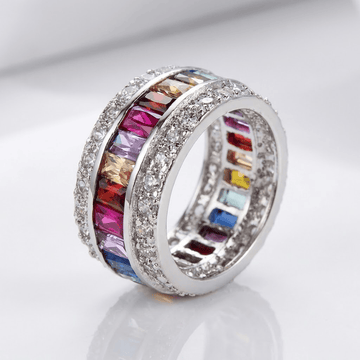 Silver Rainbow Gemstone Band Ring by Rose & Oliver - product image 1