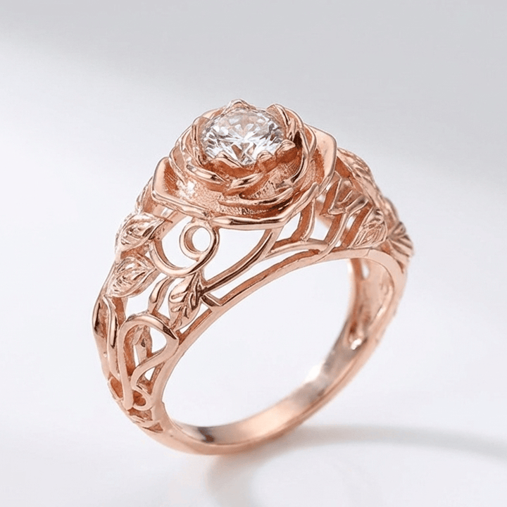 Zirconia Rose Carved Vintage Ring by Rose & Oliver - product image 1