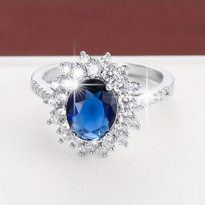 White Gold Sapphire Halo Ring - Rose & Oliver
