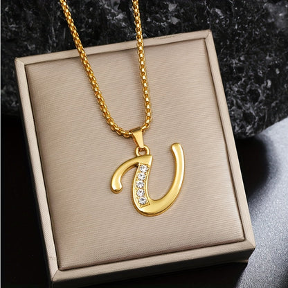 Crystal Accent Initial Necklace - Rose & Oliver