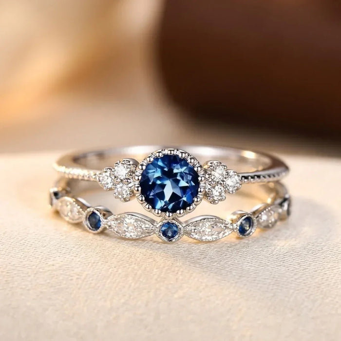 Silver Sapphire Halo Ring by Rose & Oliver - product image 1