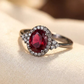 Silver Ruby Halo Ring by Rose & Oliver - product image 1