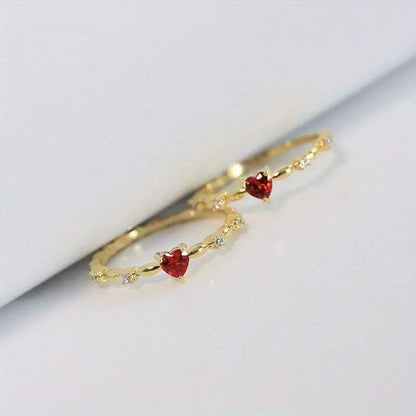 Gold Ruby Heart Ring - Rose & Oliver