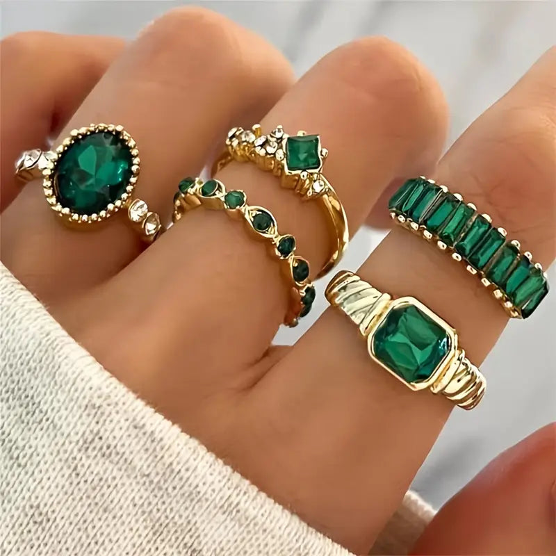 Gold Emerald Ring Set - Rose & Oliver