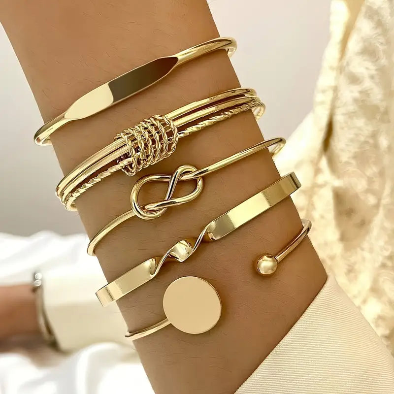 Knotted Elegance Bracelet Set (Gold) - Rose & Oliver