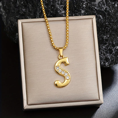 Crystal Accent Initial Necklace - Rose & Oliver