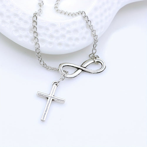 Eternal Cross Pendant Necklace (White Gold) - Rose & Oliver