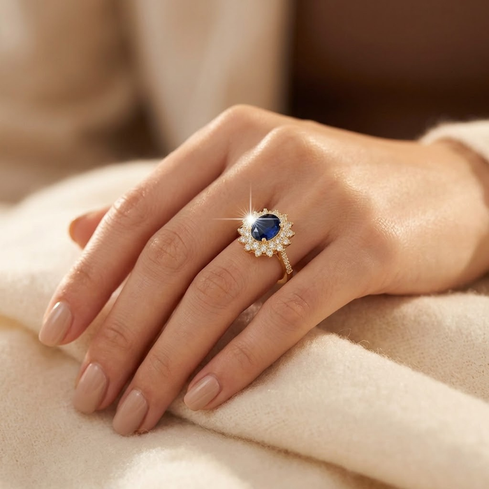 Gold Sapphire Halo Ring by Rose & Oliver - product image 2
