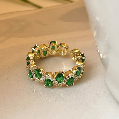 Calira Sparkling Emerald Open Ring - Rose & Oliver