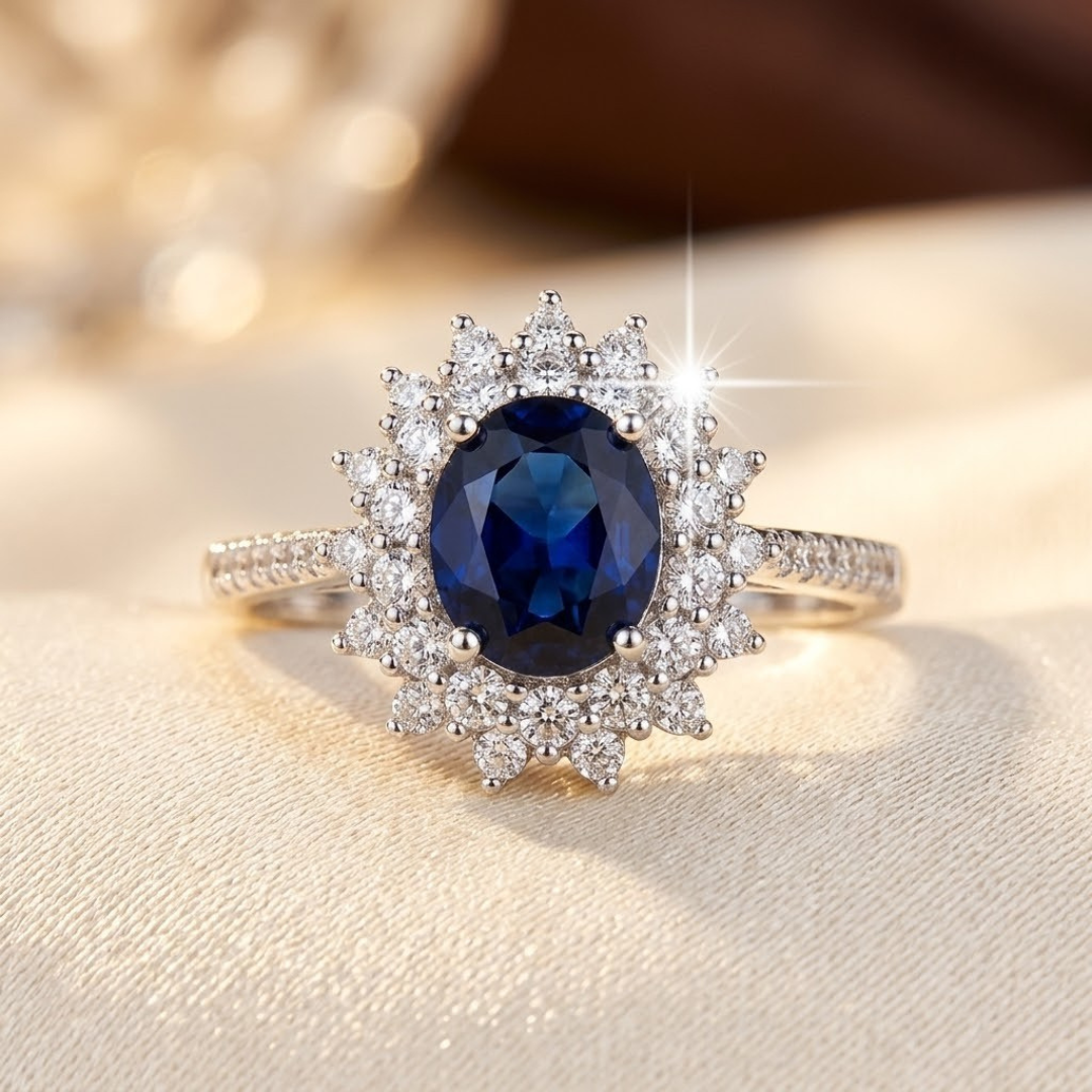 Gold Sapphire Halo Ring by Rose & Oliver - product image 3