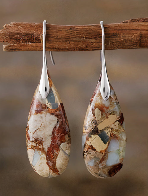 Vintage Natural Oval Stone Earrings