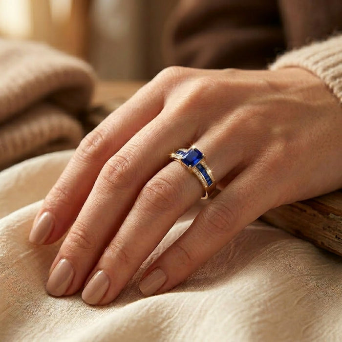 Gold Sapphire Square-Cut Ring by Rose & Oliver - product image 2