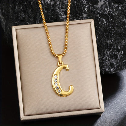 Crystal Accent Initial Necklace - Rose & Oliver