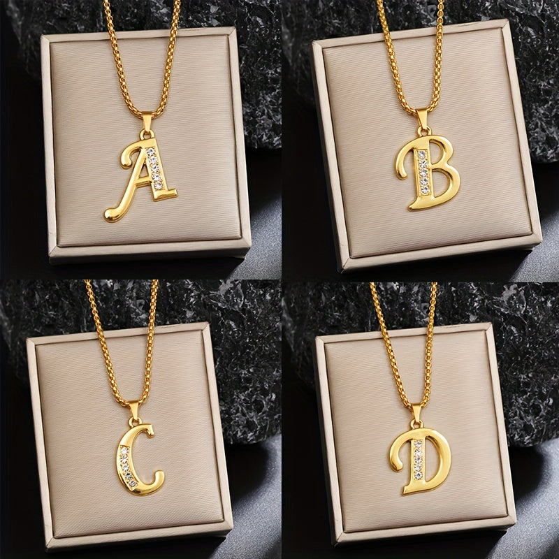 Crystal Accent Initial Necklace - Rose & Oliver