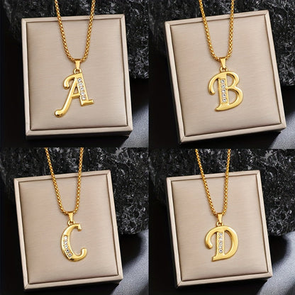 Crystal Accent Initial Necklace - Rose & Oliver