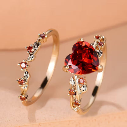 Redvine Heart Accent Ring Set - Rose & Oliver