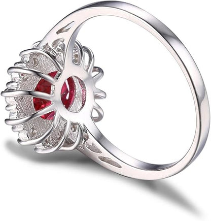 White Gold Classic Ruby Halo Ring - Rose & Oliver