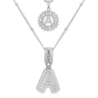 Moissanite Letter Initial Necklace (White Gold) - Rose & Oliver