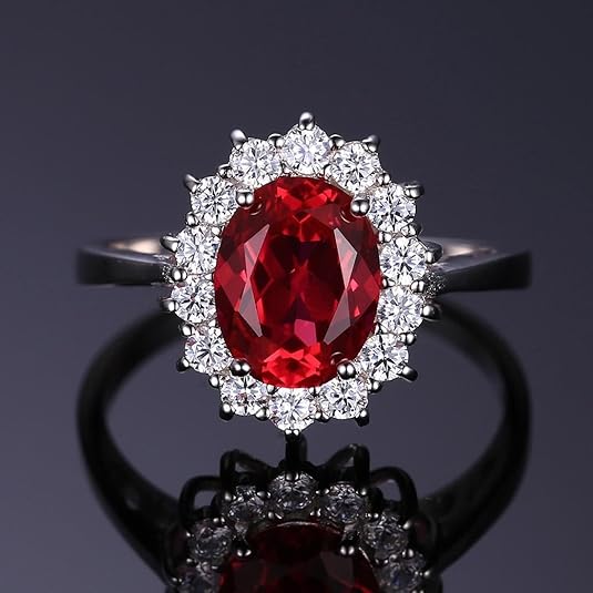 White Gold Classic Ruby Halo Ring - Rose & Oliver
