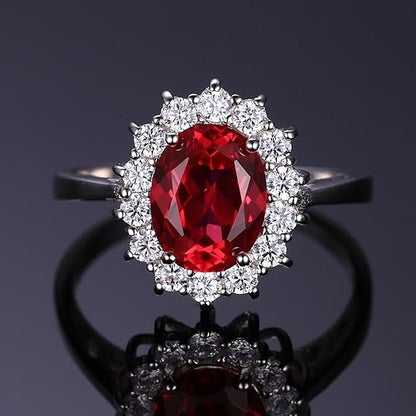 White Gold Classic Ruby Halo Ring - Rose & Oliver