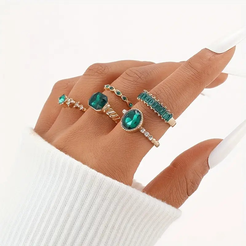 Gold Emerald Ring Set - Rose & Oliver