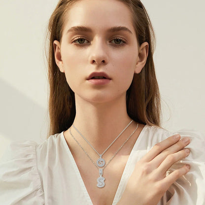 Moissanite Letter Initial Necklace (White Gold) - Rose & Oliver